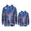 Daddy and Me Active Santa Claus Graphic 3D Print Print Long Sleeve Regular Hoodie Sweatshirt Blue