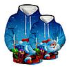 Daddy and Me Active Santa Claus Graphic 3D Print Print Long Sleeve Regular Hoodie Sweatshirt Blue