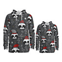 Daddy and Me Active Santa Claus Graphic 3D Print Print Long Sleeve Regular Hoodie Sweatshirt Dark Gray