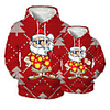 Daddy and Me Active Santa Claus Graphic 3D Print Print Long Sleeve Regular Hoodie Sweatshirt Red