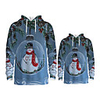 Daddy and Me Active Santa Claus Snowman Graphic 3D Print Print Long Sleeve Regular Hoodie Sweatshirt Light Blue