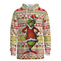 Daddy and Me Active Santa Claus Striped Graphic 3D Print Print Long Sleeve Regular Hoodie Sweatshirt Blushing Pink