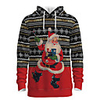 Daddy and Me Active Santa Claus Striped Graphic 3D Print Print Long Sleeve Regular Hoodie Sweatshirt Red