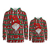 Daddy and Me Active Santa Claus Striped Graphic 3D Print Print Long Sleeve Regular Hoodie Sweatshirt Red
