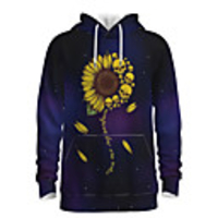 Daddy and Me Active Sun Flower Galaxy Graphic 3D Print Print Long Sleeve Regular Hoodie Sweatshirt Purple