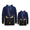 Daddy and Me Active Wolf Graphic 3D Print Animal Print Long Sleeve Regular Hoodie Sweatshirt Navy Blue