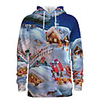 Daddy and Me Basic 3D Print Animal Print Long Sleeve Regular Hoodie Sweatshirt Blue