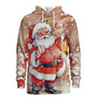 Daddy and Me Basic Santa Claus 3D Print Print Long Sleeve Regular Hoodie Sweatshirt Khaki