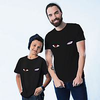 Daddy and Me Black Summer Active Print Graphic Short Sleeve Family Sets miniinthebox