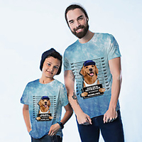 Daddy and Me Blue Summer Active Print Dog Graphic Animal Short Sleeve Family Sets miniinthebox