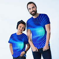 Daddy and Me Blue Summer Active Print Graphic Abstract Short Sleeve Family Sets miniinthebox