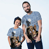 Daddy and Me Blue Summer Active Print Graphic Animal Short Sleeve Family Sets miniinthebox