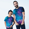 Daddy and Me Purple Summer Active Print Galaxy Graphic Short Sleeve Family Sets miniinthebox