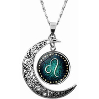 dainty crescent half moon 12 constellation zodiac sign astrology horoscope charm chain pendant necklace jewelry leo miniinthebox