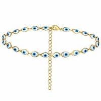 dainty evil eye necklace for women, colorful evil eye beaded choker necklaces for girls (silver colorful evil eye)