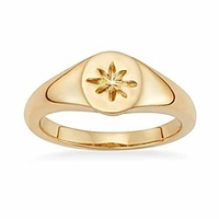 dainty gold stacking rings set for women,  stainless steel stackable knuckle midi simple band rings for teen girls (gold signet ring,  6)