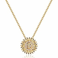 dainty sunflower necklace sunflower gifts,  cz initial d sunflower necklace for women letter necklaces for teen girls jewelry sunflower gifts for women 14k gold initial necklaces sunflower jewelry miniinthebox