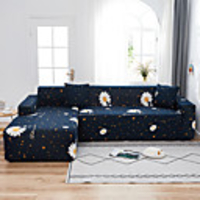 Daisy Print 1-Piece Sofa Cover Couch Cover Furniture Protector Soft Stretch Slipcover Spandex Jacquard Fabric Super Fit for 1~4 Cushion Couch and L Shape Sofa, Easy to Install(1 Free Cushion Cover)