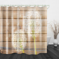Dandelion On Wooden Board Digital Printing Shower Curtain Shower Curtains Hooks Modern Polyester New Design