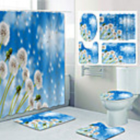 Dandelion Pattern PrintingBathroom Shower Curtain Leisure Toilet Four-Piece Design