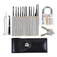 DANIU Transparent Practice Padlock with 12pcs Unlocking Lock Picks Set Key Extractor Tools