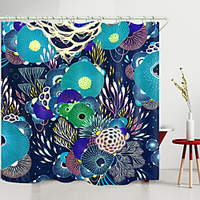 Dark Big Leaves Digital Printing Shower Curtain Shower Curtains Hooks Modern Polyester New Design