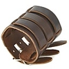 dark brown leather wide triple strap cuff wrap gauntlet wristband buckle fastening arm armor cuff (brown)