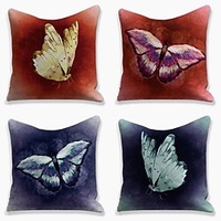 Dark Butterfly Double Side Cushion Cover 4PC Soft Decorative Square Throw Pillow Cover Cushion Case Pillowcase for Bedroom Livingroom Superior Quality Machine Washable Indoor Cushion for Sofa Couch Bed Chair miniinthebox