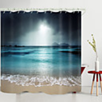 Dark Clouds And Sun Over The Sea Digital Printing Shower Curtain Shower Curtains Hooks Modern Polyester New Design