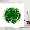 Dark Green Clover Digital Printing Shower Curtain Shower Curtains Hooks Modern Polyester New Design