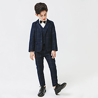 Dark Navy Linen / Cotton Blend Ring Bearer Suit - 1 set Includes Coat / Vest / Pants