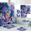 Dark Seabed Digital Printing Four-piece Set Shower Curtains and Hooks Modern Polyester Machine Made Waterproof Bathroom