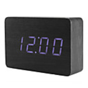 Dark Wooden Design White Light Desktop Alarm Clock Calendar Thermometer (100-240V/4xAA)