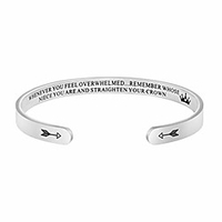 daughter mother bracelets wide cuff bangle message engraved for her (whenever you feel overwhelmed. remember whose niece you are)