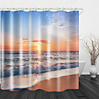Dawn Beach Digital Print Shower Curtain English Green Leaf Digital Printing Shower Curtain Shower Curtains amp; Hooks Modern Polyester New Design