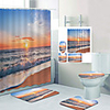 Dawn Beach Digital Printing Four-piece Set Shower Curtains Hooks Modern Polyester Machine Made Waterproof Bathroom