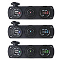DC12V 3.1A Car Charger Three-Hole Panel With Dual USB Port Switch Voltage Meter Power Adapters Power Socket