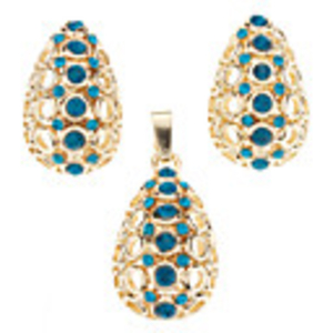 Deal Apple Inserted Green Zircon Earring and Pendant Jewelry Set