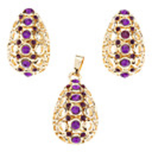 Deal Apple Inserted Purple Zircon Earring and Pendant Jewelry Set