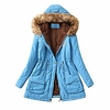 deatu womens winter hooded jacket coats cotton warm parkas casual trendy jackets zipper trench coats with faux fur hood (sky blue, medium) miniinthebox