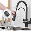 Deck Mounted Black Kitchen Faucets Pull Out Hot Cold Water Filter Tap for Kitchen Three Ways Sink Mixer Kitchen Faucet