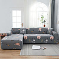 Deer Print 1-Piece Sofa Cover Couch Cover Furniture Protector Soft Stretch Slipcover Spandex Jacquard Fabric Super Fit for 1~4 Cushion Couch and L Shape Sofa, Easy to Install(1 Free Cushion Cover)