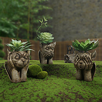 Demon Resin Fleshy Flowerpot Creative Relief Flowerpot Resin Handicraft Ornaments miniinthebox