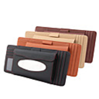 DeRanFu Genuine Leather Car Visor Tissue Holder with CD Holder Multi-Functional CD Organizer Visor Tissue Box Bag Card Slot for Car amp; Truck 3 In 1 Litchi Grain