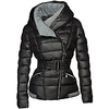 designer ladies winter jacket short quilted down look hooded collar ski jacket,  color: black; size: xxl miniinthebox