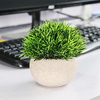 Desktop Simulation Bonsai Green Plant Short Needle Grass Half Round Paper Pulp Basin Simulation Bonsai With Basin Style 12cm miniinthebox