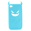 Devil Protective Silica Gel Case for iPhone4 - Light Blue