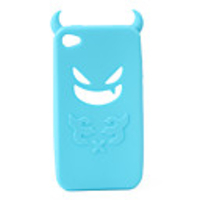 Devil Protective Silica Gel Case for iPhone4 - Light Blue