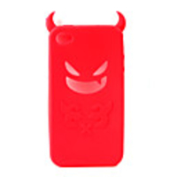 Devil Protective Silica Gel Case for iPhone4 - Red