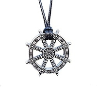 dharma wheel of life samsara buddhist amulet pendant talisman (silver color)